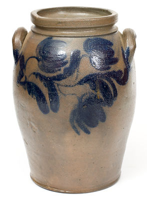 Huntingdon County, PA Stoneware Jar w/ Elaborate Cobalt Freehand Decoration