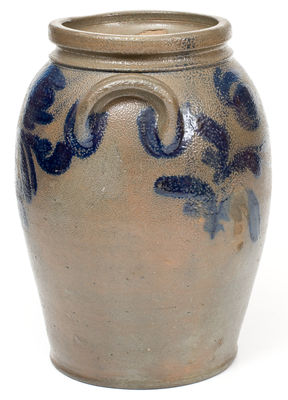 Huntingdon County, PA Stoneware Jar w/ Elaborate Cobalt Freehand Decoration