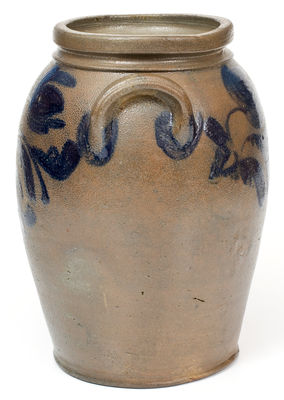 Huntingdon County, PA Stoneware Jar w/ Elaborate Cobalt Freehand Decoration