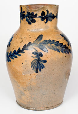 Two-Gallon Stoneware Pitcher with Cobalt Floral Decoration, att. Henry H. Remmey, Philadelphia, PA, c1835