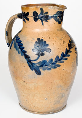 Two-Gallon Stoneware Pitcher with Cobalt Floral Decoration, att. Henry H. Remmey, Philadelphia, PA, c1835