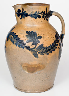 Two-Gallon Stoneware Pitcher with Cobalt Floral Decoration, att. Henry H. Remmey, Philadelphia, PA, c1835