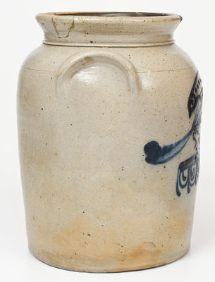 Stoneware Jar with Cobalt Bird Decoration, NJ or New England origin, circa 1840