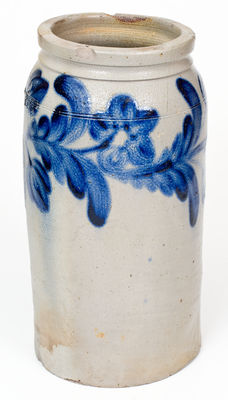 Fine H.C. SMITH / ALEXA. / D.C. Stoneware Jar w/ Elaborate Cobalt Floral Decoration (Alexandria, VA)