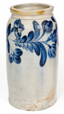 Fine H.C. SMITH / ALEXA. / D.C. Stoneware Jar w/ Elaborate Cobalt Floral Decoration (Alexandria, VA)