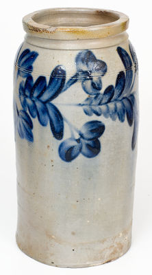 Fine H.C. SMITH / ALEXA. / D.C. Stoneware Jar w/ Elaborate Cobalt Floral Decoration (Alexandria, VA)