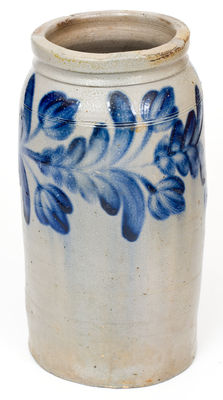 Fine H.C. SMITH / ALEXA. / D.C. Stoneware Jar w/ Elaborate Cobalt Floral Decoration (Alexandria, VA)