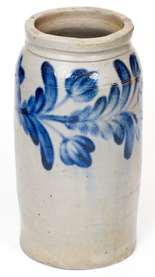 Fine H.C. SMITH / ALEXA. / D.C. Stoneware Jar w/ Elaborate Cobalt Floral Decoration (Alexandria, VA)