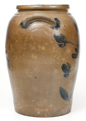 Three-Gallon Virginia Stoneware Jar with Elaborate Cobalt Floral Decoration