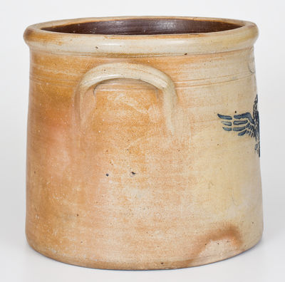 Scarce BROWN BROTHERS/ HUNTINGTON / L.I. 2 Gal. Stoneware Crock w/ Stenciled Eagle Decoration