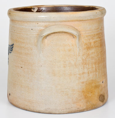 Scarce BROWN BROTHERS/ HUNTINGTON / L.I. 2 Gal. Stoneware Crock w/ Stenciled Eagle Decoration