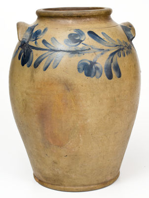 3 Gal. Ovoid Stoneware Jar with Floral Decoration, attrib. Henry H. Remmey, Philadelphia, PA, c1830