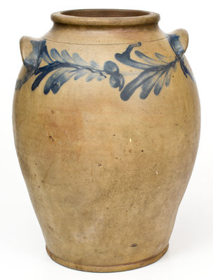 3 Gal. Ovoid Stoneware Jar with Floral Decoration, attrib. Henry H. Remmey, Philadelphia, PA, c1830