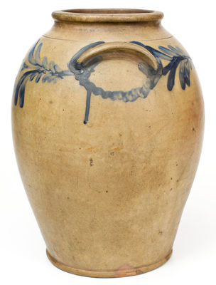 3 Gal. Ovoid Stoneware Jar with Floral Decoration, attrib. Henry H. Remmey, Philadelphia, PA, c1830