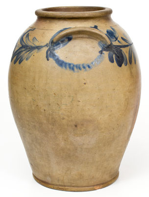 3 Gal. Ovoid Stoneware Jar with Floral Decoration, attrib. Henry H. Remmey, Philadelphia, PA, c1830