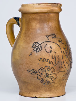 Very Rare New Ulm, MN Stoneware Pitcher with Incised Decoration