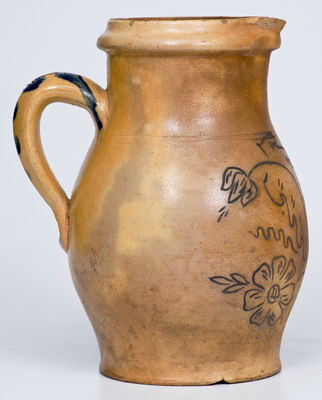Very Rare New Ulm, MN Stoneware Pitcher with Incised Decoration