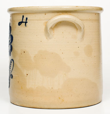 4 Gal. T. HARRINGTON / LYONS Stoneware Crock with Slip-Trailed Floral Decoration