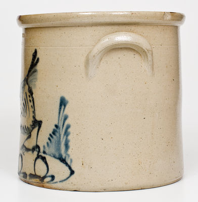 3 Gal. RIEDINGER & CAIRE / POUGHKEEPSIE, NY Stoneware Crock w/ Pecking Chicken Decoration