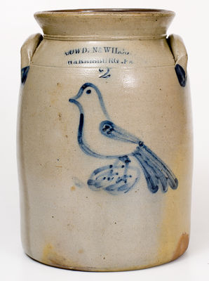 COWDEN & WILCOX / HARRISBURG, PA Stoneware Jar w/ Bird Decoration