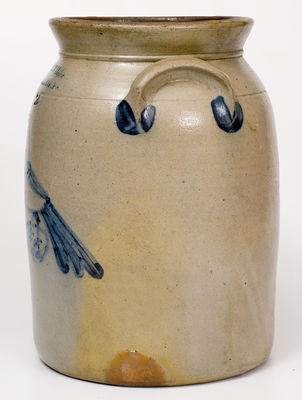 COWDEN & WILCOX / HARRISBURG, PA Stoneware Jar w/ Bird Decoration