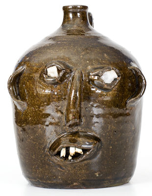 Exceedingly Rare Cheever Meaders, Cleveland, GA Stoneware Face Jug, second quarter 20th century