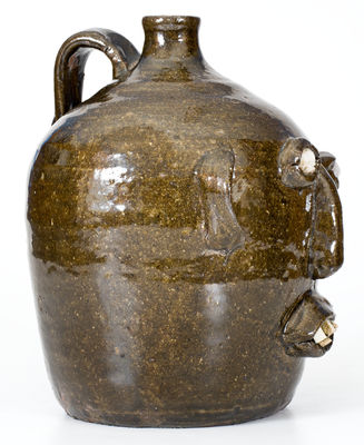 Exceedingly Rare Cheever Meaders, Cleveland, GA Stoneware Face Jug, second quarter 20th century
