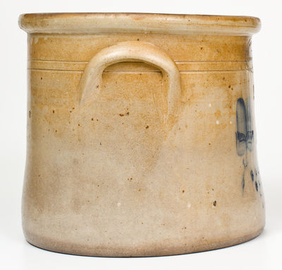 2 Gal. BROWN BROTHERS / HUNTINGTON, Long Island Stoneware Crock with Floral Decoration