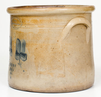 2 Gal. BROWN BROTHERS / HUNTINGTON, Long Island Stoneware Crock with Floral Decoration