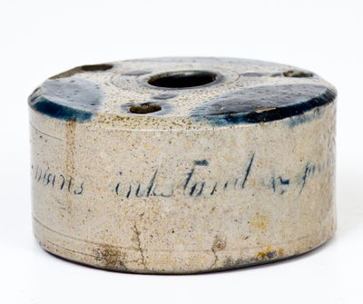 Unusual Decorated Stoneware Inkwell with Incised
