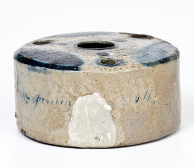 Unusual Decorated Stoneware Inkwell with Incised 