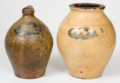 Lot of Two: C. CROLIUS / MANUFACTURER / NEW-YORK Stoneware Jug with attrib. Crolius Jar
