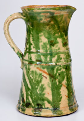 Rare Mocha-Decorated Redware Pitcher by Emanuel Duschek, Rediscovered Potter of Chicago, circa 1900