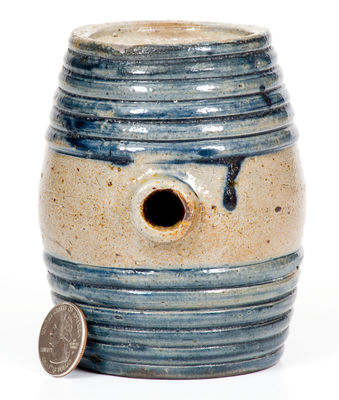 Small-Sized Stoneware Rundlet with Cobalt Decoration, Northeastern U.S. origin, first quarter 19th century