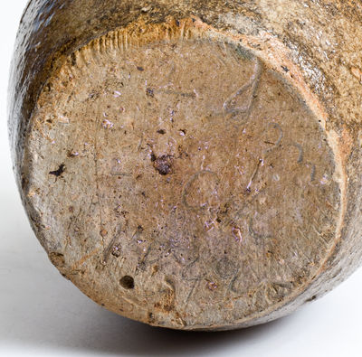 Very Rare Small-Sized Alkaline-Glazed Stoneware Jug w/ Incised Inscription, possibly Dave, Edgefield District, SC