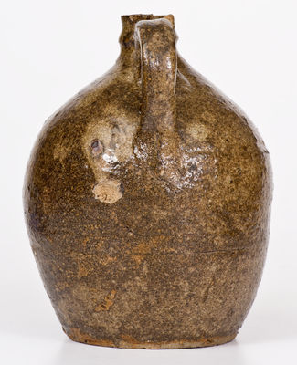 Very Rare Small-Sized Alkaline-Glazed Stoneware Jug w/ Incised Inscription, possibly Dave, Edgefield District, SC