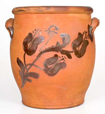 Exceedingly Rare and Important JOHN BELL / WAYNESBORO Redware Jar Inscribed by V.C. Bell for Itinerant Potter