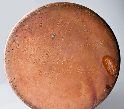 Exceedingly Rare and Important JOHN BELL / WAYNESBORO Redware Jar Inscribed by V.C. Bell for Itinerant Potter
