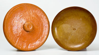 Two Pieces of Glazed Redware, Bell Pottery, Waynesboro, PA, second half 19th century