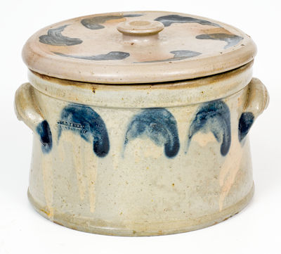 Scarce Celadon-Glazed Stoneware Butter Crock with Lid, JOHN BELL / WAYNESBORO