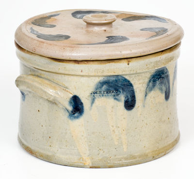 Scarce Celadon-Glazed Stoneware Butter Crock with Lid, JOHN BELL / WAYNESBORO