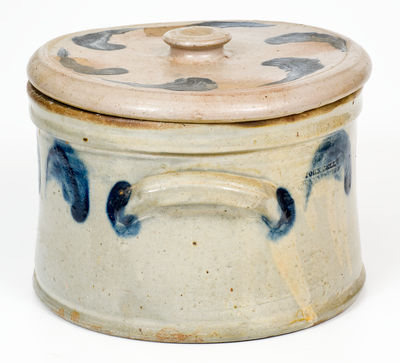 Scarce Celadon-Glazed Stoneware Butter Crock with Lid, JOHN BELL / WAYNESBORO