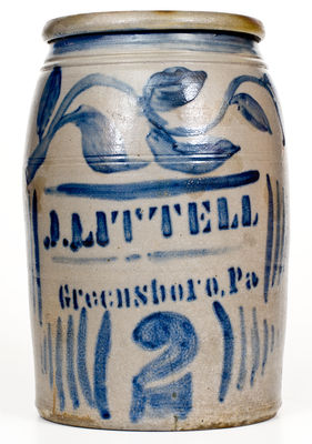 Exceptional J. LITTELL / GREENSBORO, PA Stoneware Jar w/ Profuse Decoration