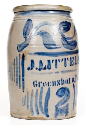 Exceptional J. LITTELL / GREENSBORO, PA Stoneware Jar w/ Profuse Decoration