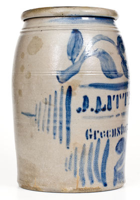 Exceptional J. LITTELL / GREENSBORO, PA Stoneware Jar w/ Profuse Decoration