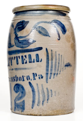 Exceptional J. LITTELL / GREENSBORO, PA Stoneware Jar w/ Profuse Decoration