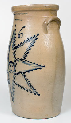 Outstanding 6 Gal. T. HARRINGTON / LYONS Stoneware Starface Churn