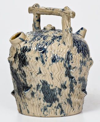 Small-Sized Ohio Stoneware Harvest Jug with Cobalt Decoration