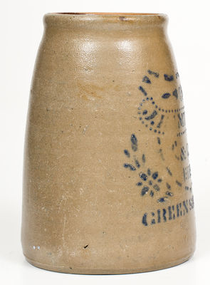 J. HAMILTON & CO. / GREENSBORO, PA Stoneware Canning Jar with Shield Decoration