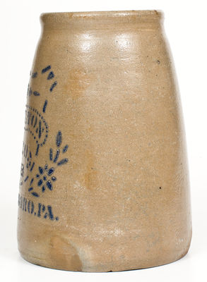 J. HAMILTON & CO. / GREENSBORO, PA Stoneware Canning Jar with Shield Decoration